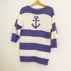 Vintage Purple Striped Anchor Sweater Sz M
